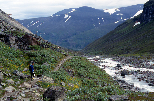 090 Nedför Tarfallavagge i bakgrunden Savotjåkka 1991