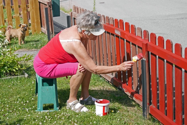 P1050781 Margaret målar staket