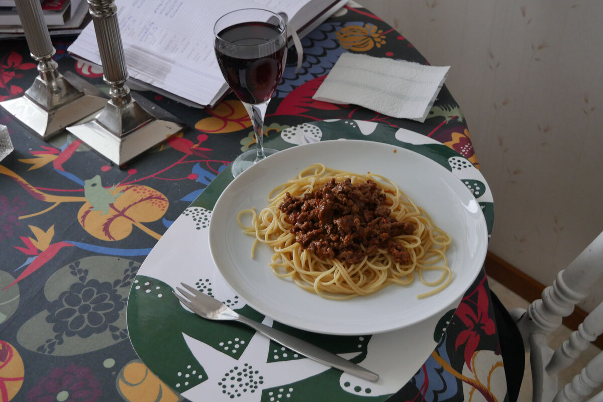 P1060583 Min middag Spagetti och stekt köttfärs