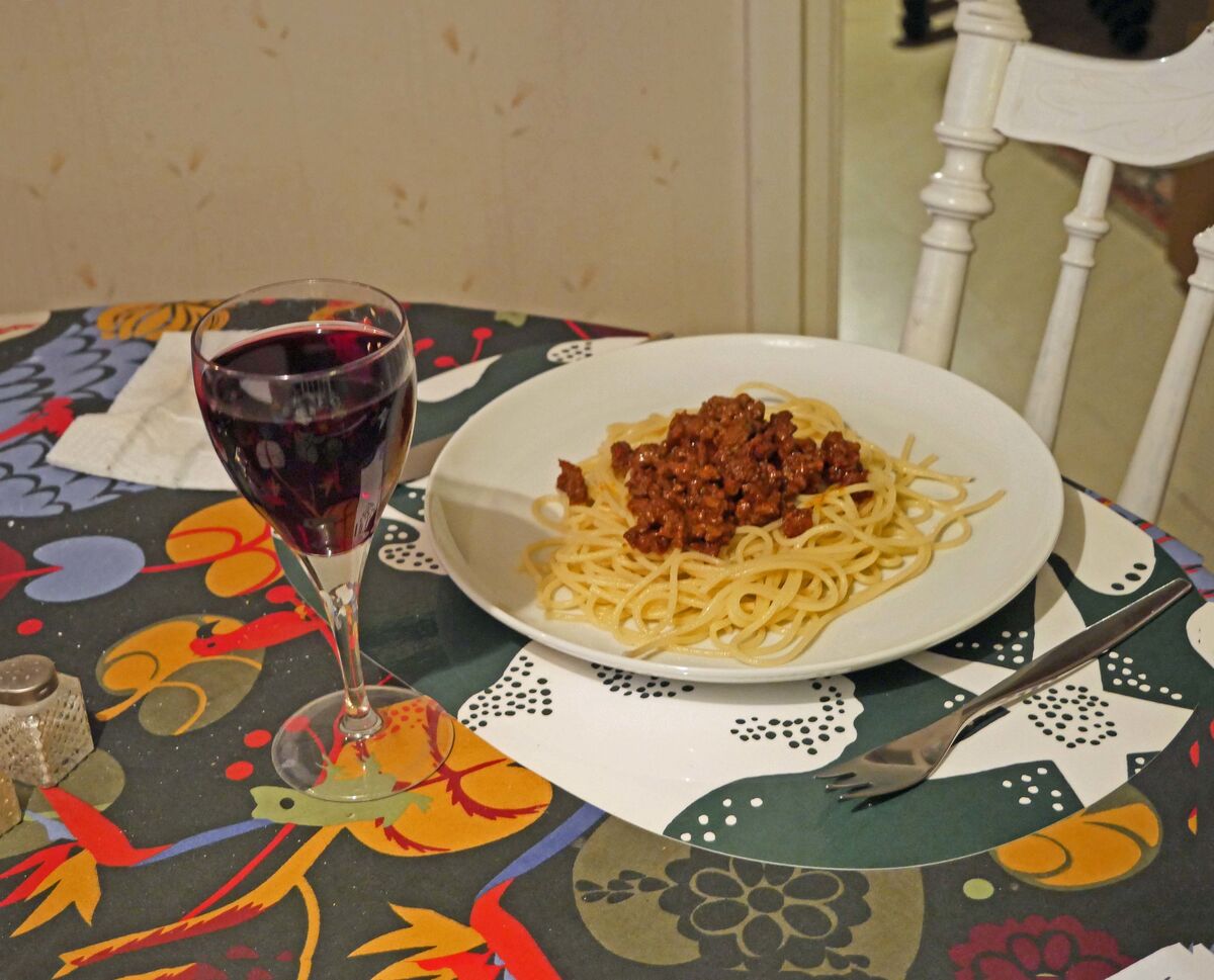 P1090930 Stekt köttfärs med spagetti